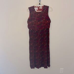 VTG Karin Steven’s Faux Two Piece Maxi Dress Burnt Orange Floral 12